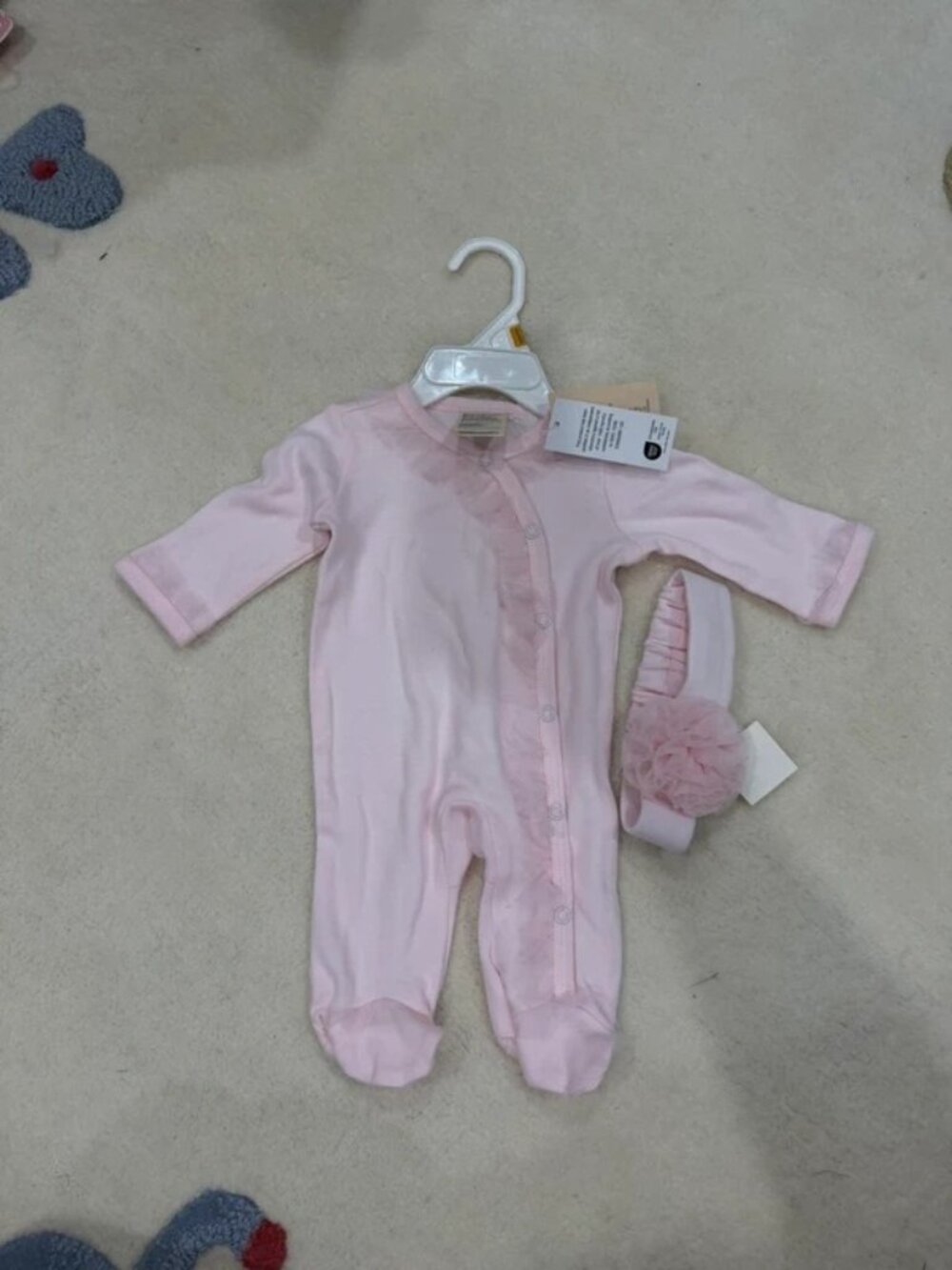 First Impressions Baby Girl Pink Footie & Headband Set Newborn NWT